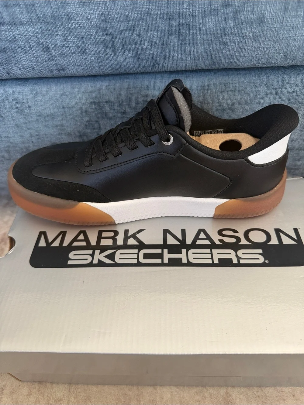 Skechers Women's Mark Nason Black Sneakers with Gum Brown Sole